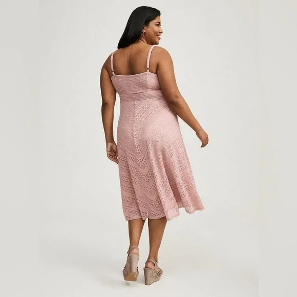 Torrid Pale Mauve Midi Lace Skater Dress - New - Size 26 (4) - Picture 2 of 5